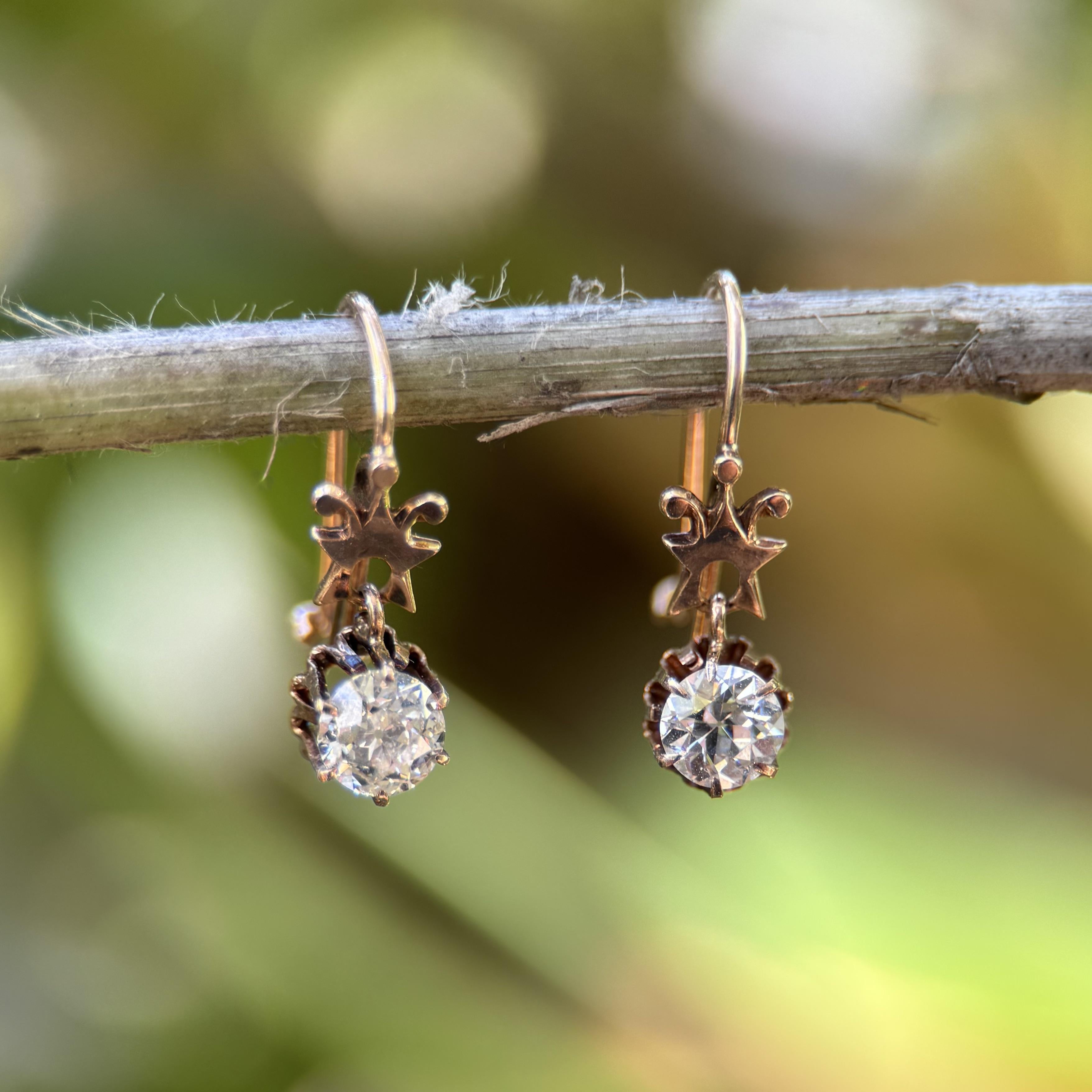 Viktorianische 1/2 Karat Diamant-Ohrringe aus 10K Gold mit Diamanten 3