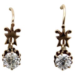 Viktorianische 1/2 Karat Diamant-Ohrringe aus 10K Gold mit Diamanten