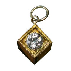 Victorian 1/2 Carat Old European Cut Diamond Solitaire Pendant I Color 14 Karat