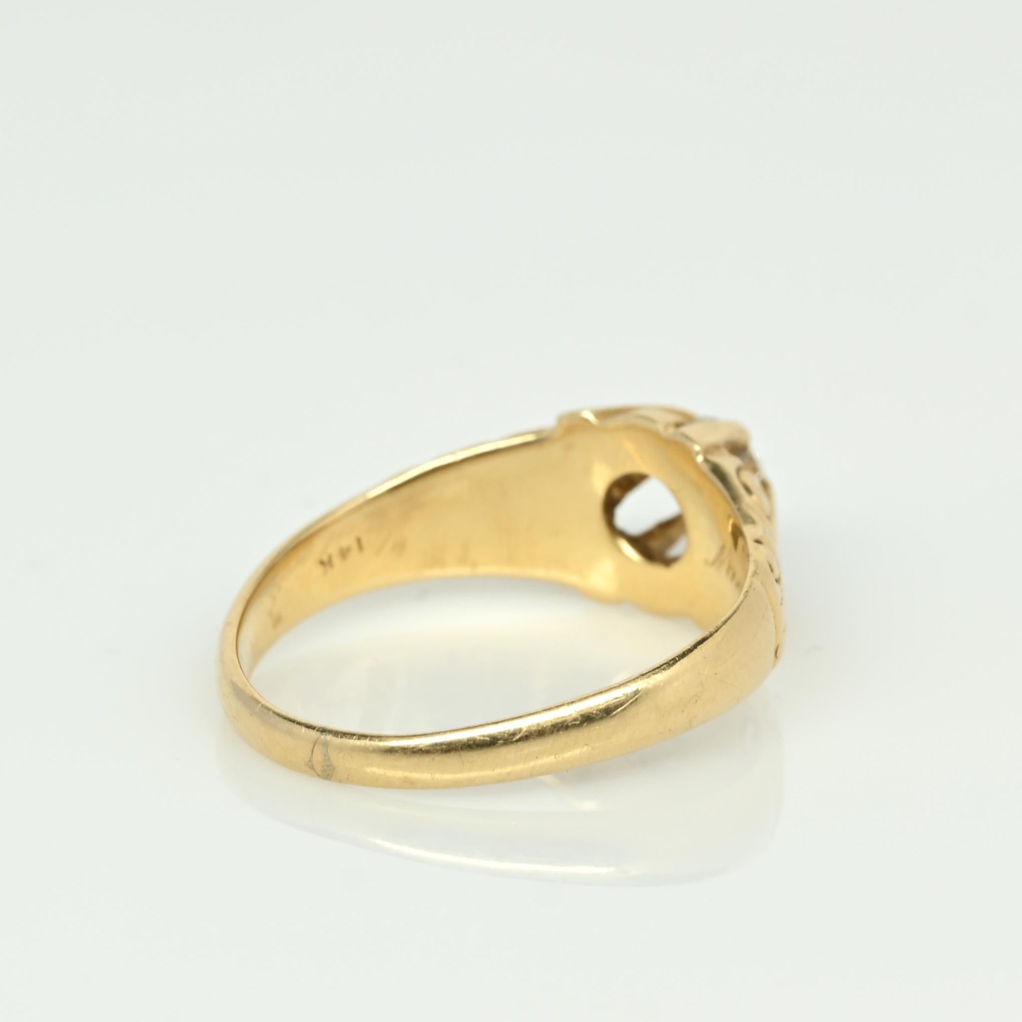 Women's Victorian 1/2 Ct Old Mine Cut Diamond Antique 14K Yellow Gold Belcher Ring