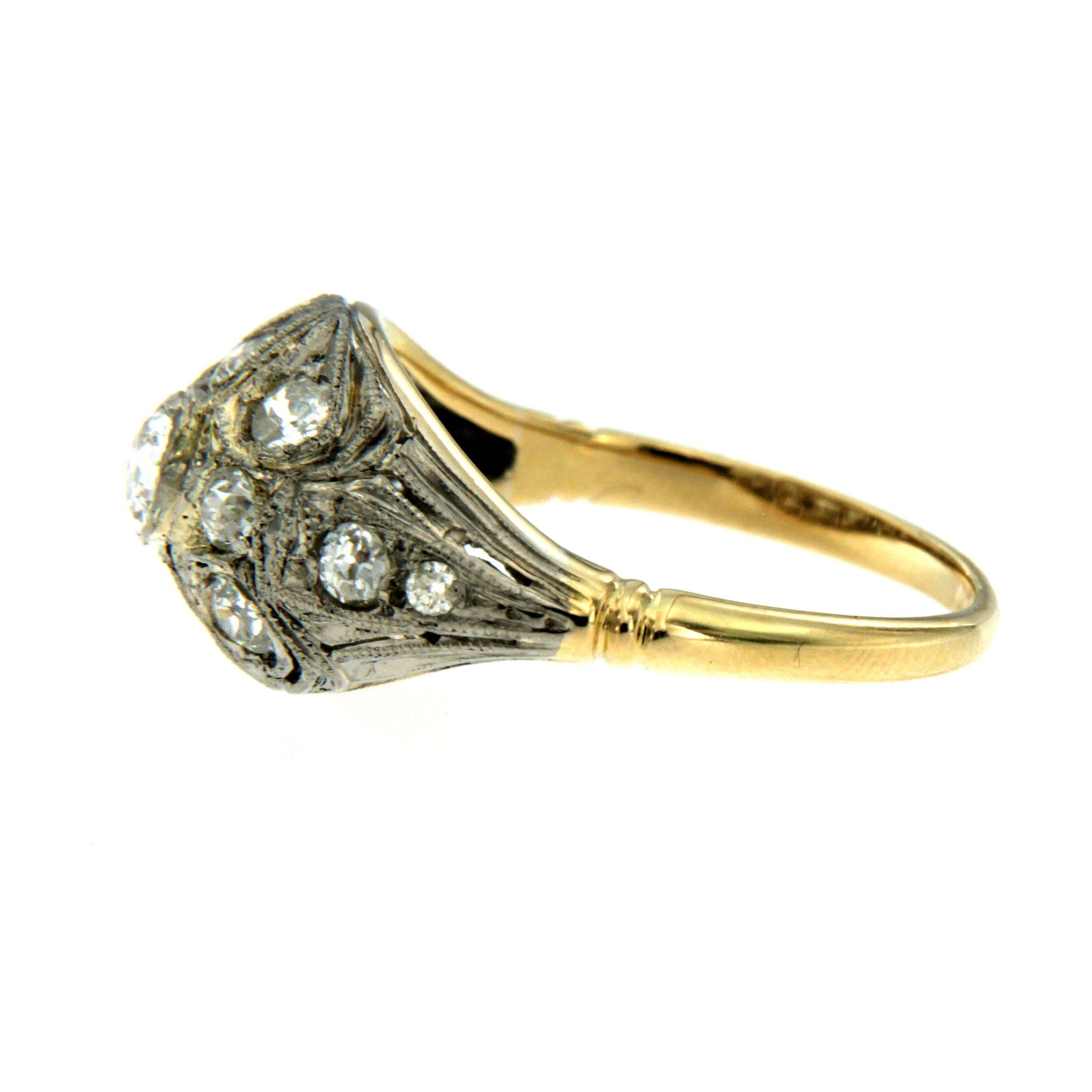 Women's Victorian 1 Carat Diamond Filigree Gold Ring