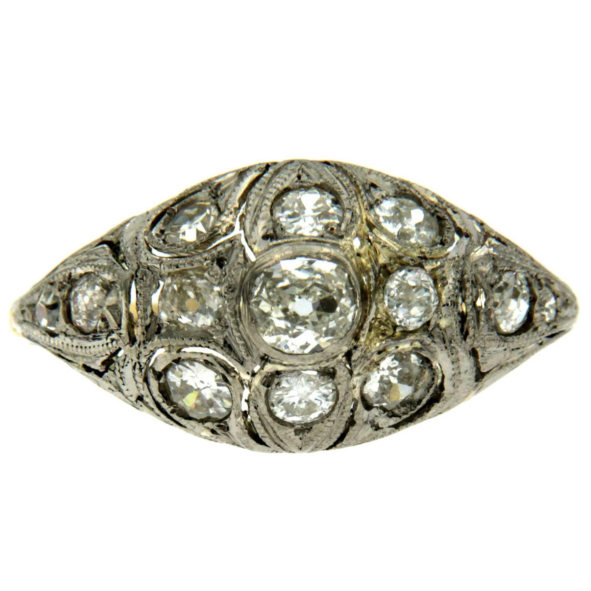 Victorian 1 Carat Diamond Filigree Gold Ring