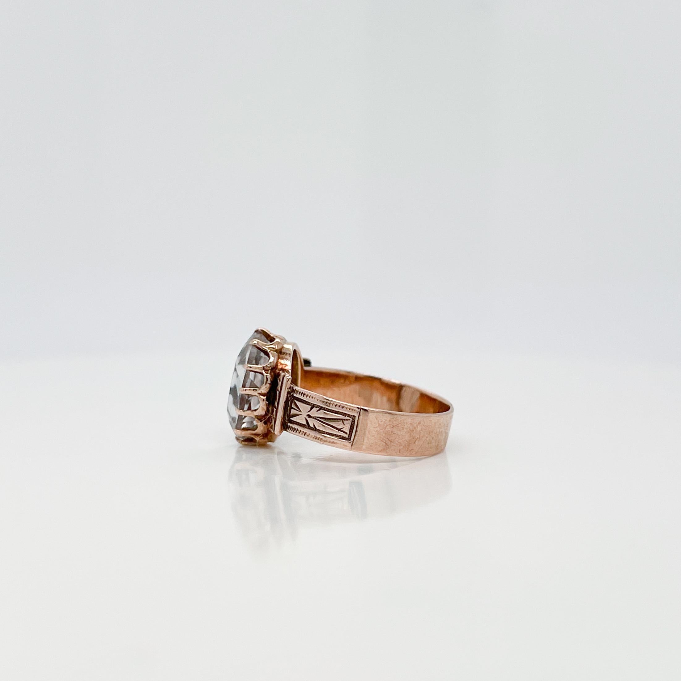 Victorian 10 Karat & Aquamarine Gemstone Ring For Sale 3