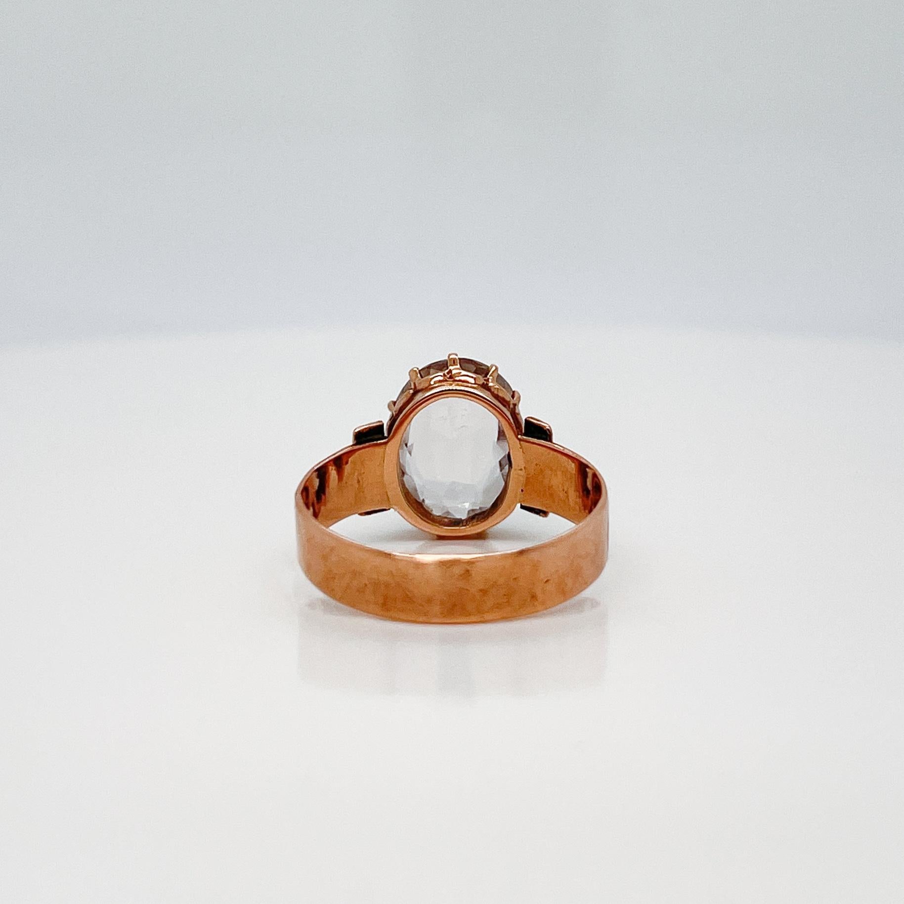 Victorian 10 Karat & Aquamarine Gemstone Ring For Sale 5