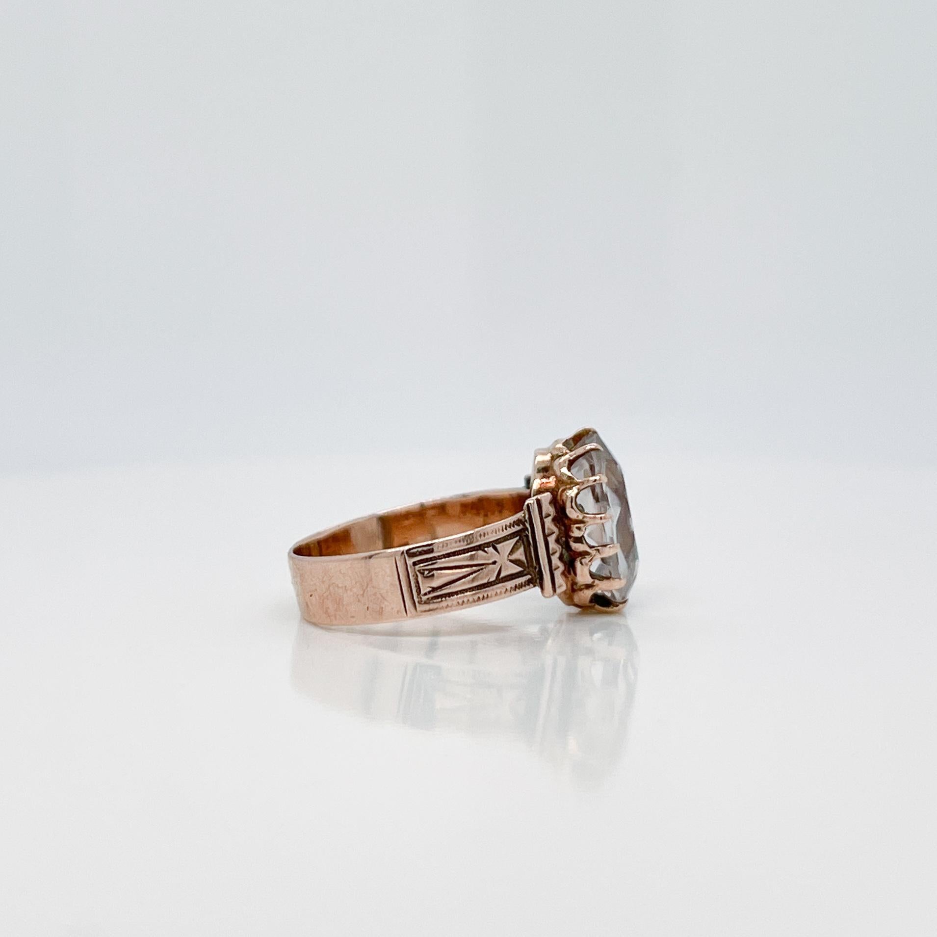 Victorian 10 Karat & Aquamarine Gemstone Ring For Sale 6