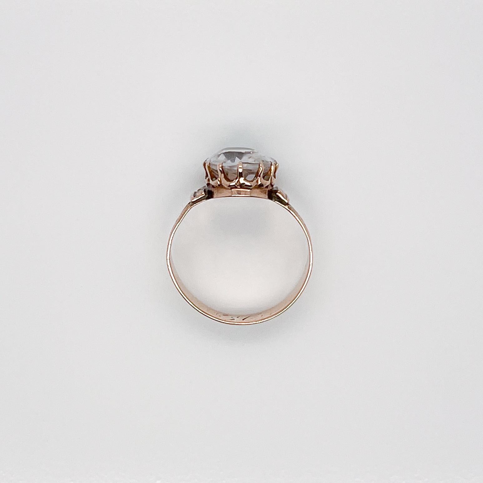 Victorian 10 Karat & Aquamarine Gemstone Ring For Sale 7
