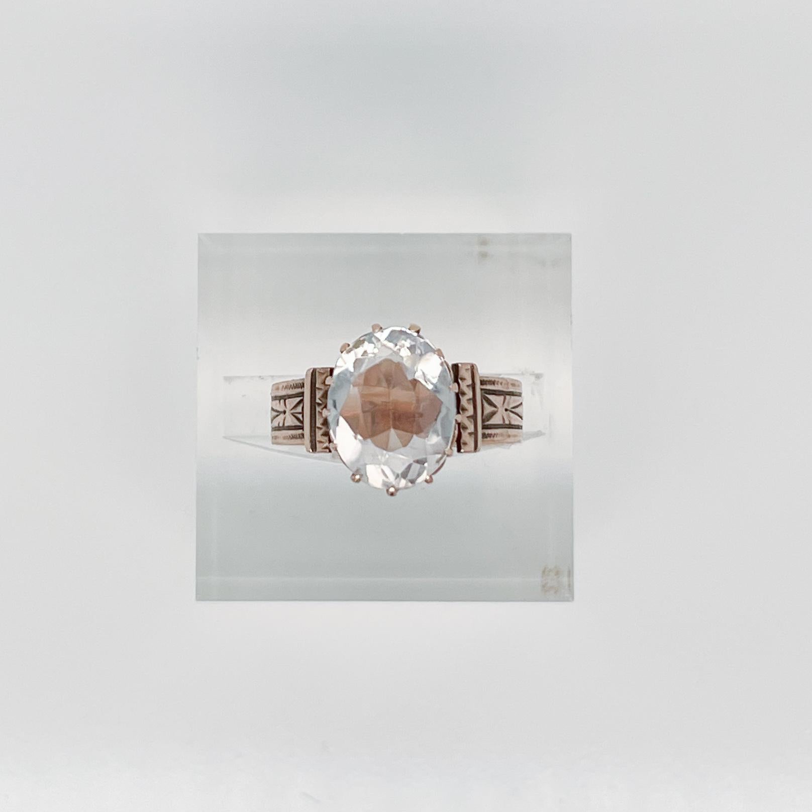 Victorian 10 Karat & Aquamarine Gemstone Ring For Sale 10