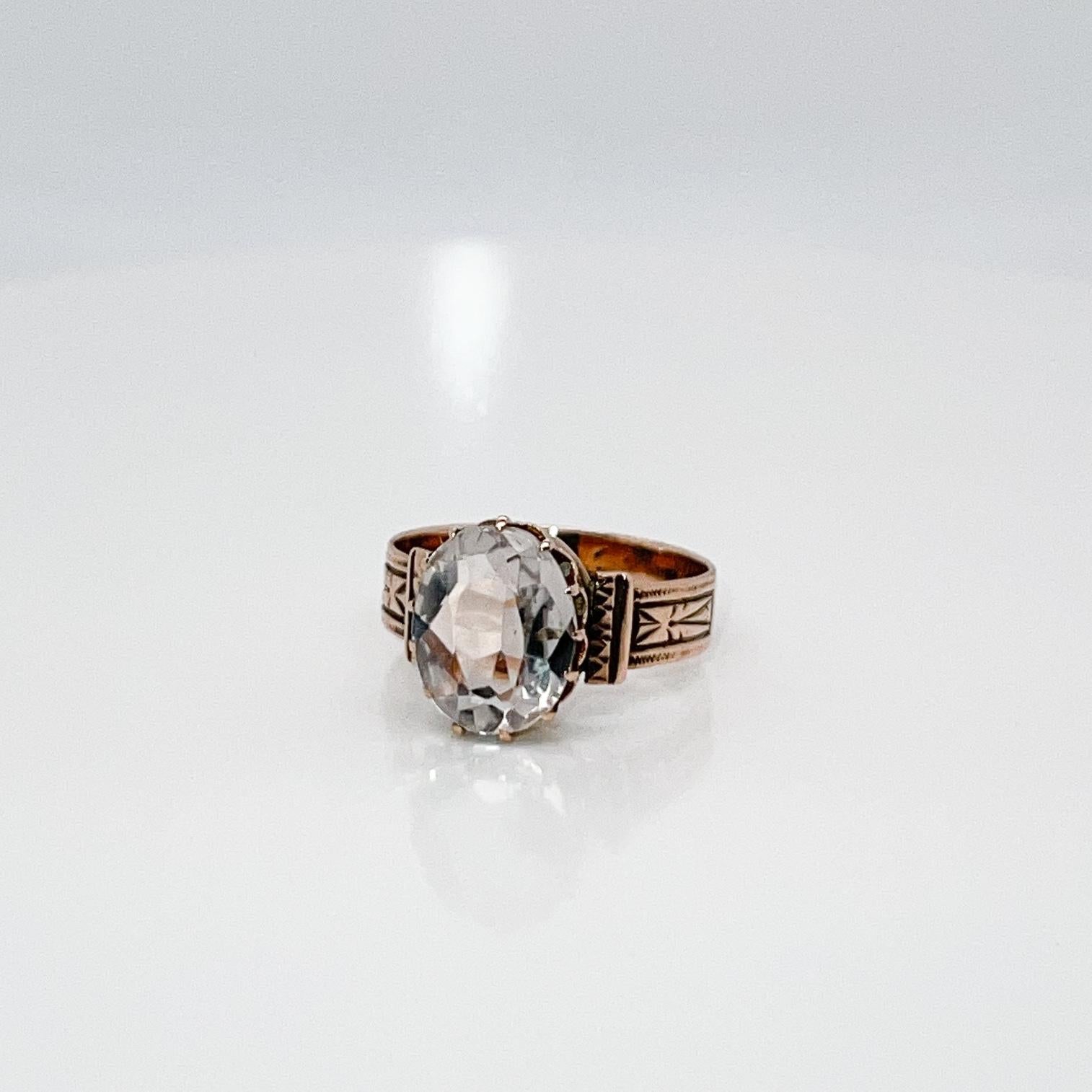 Victorian 10 Karat & Aquamarine Gemstone Ring For Sale 1