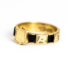 Victorian 10 Karat Gold and Black Enamel Regard Ring