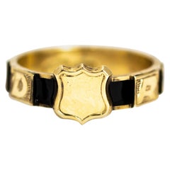 Victorian 10 Karat Gold and Black Enamel Regard Ring
