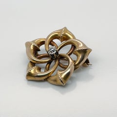 Victorian 10 Karat Gold & Diamond Star Brooch or Pin