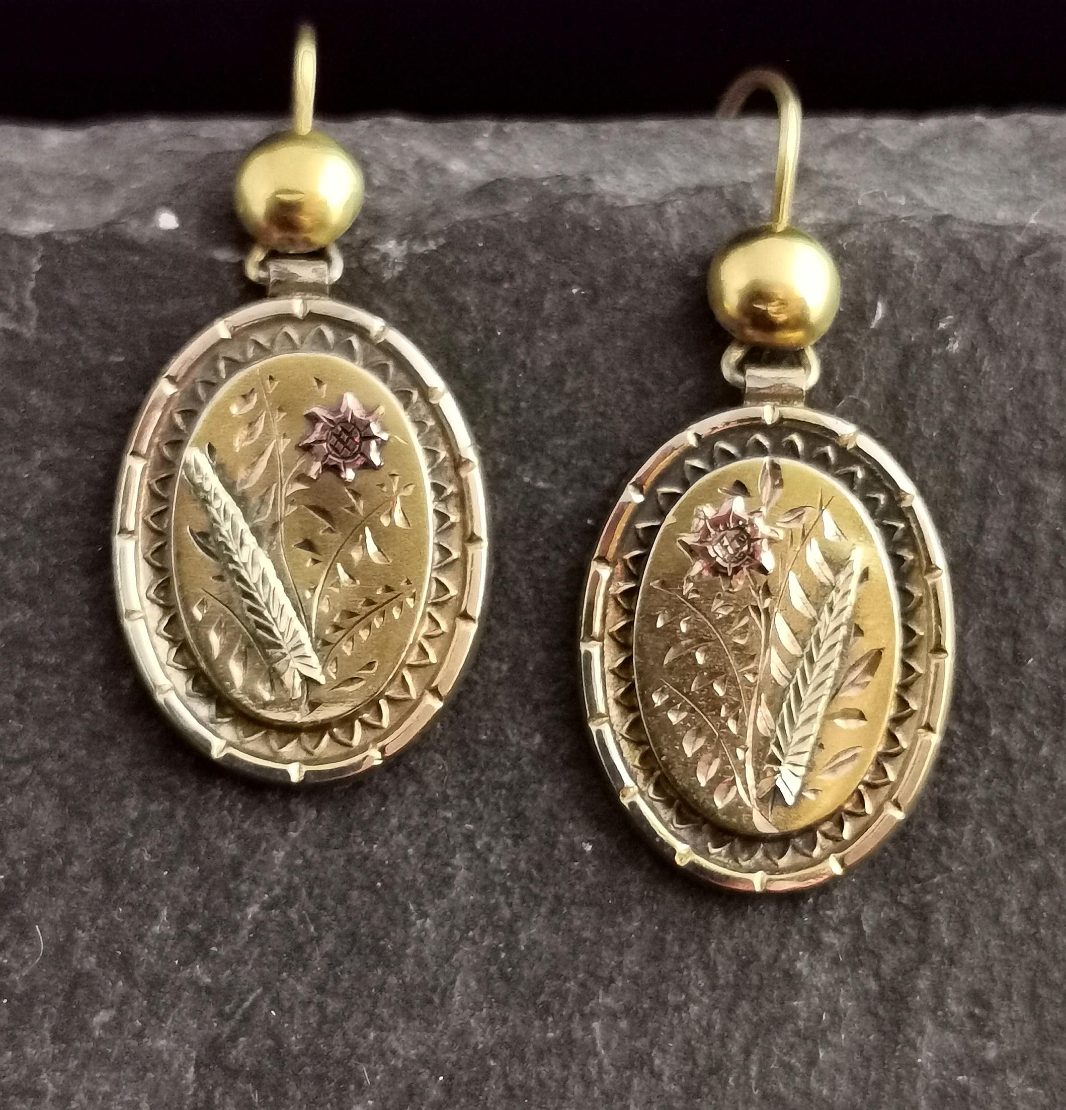 Victorian 10 Karat Gold Door Knocker Earrings, Drop Earrings 6