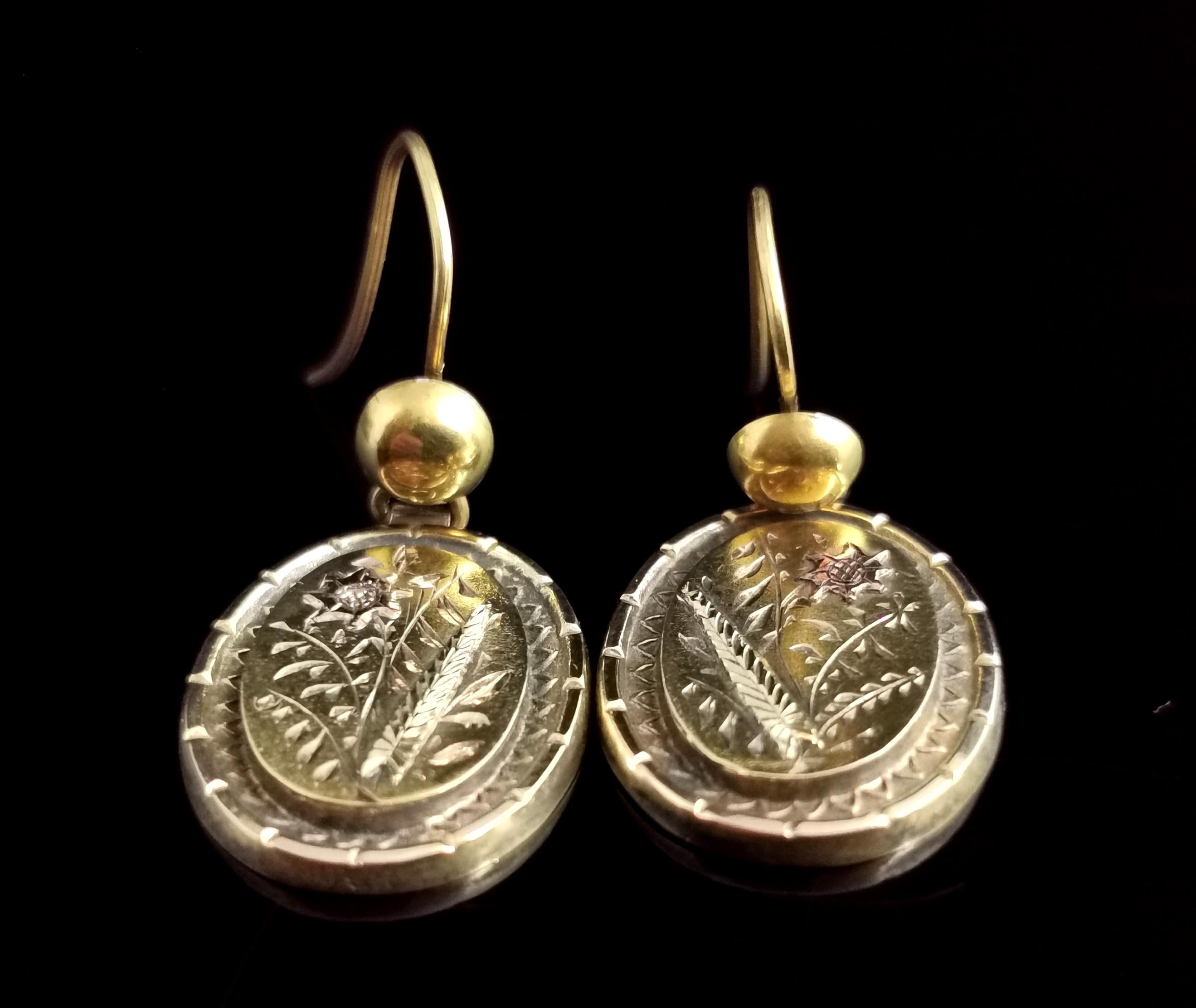 Victorian 10 Karat Gold Door Knocker Earrings, Drop Earrings 9