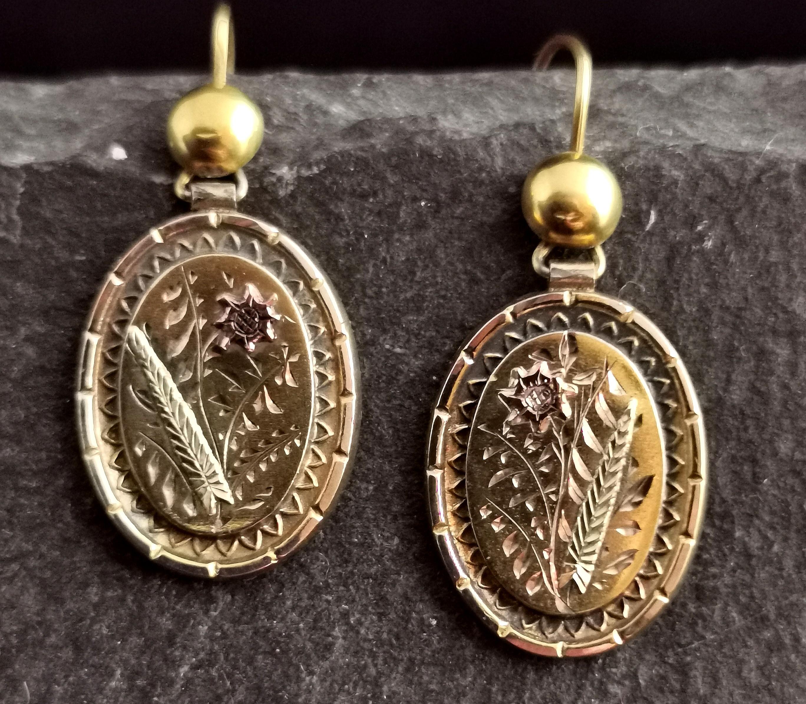 Women's Victorian 10 Karat Gold Door Knocker Earrings, Drop Earrings