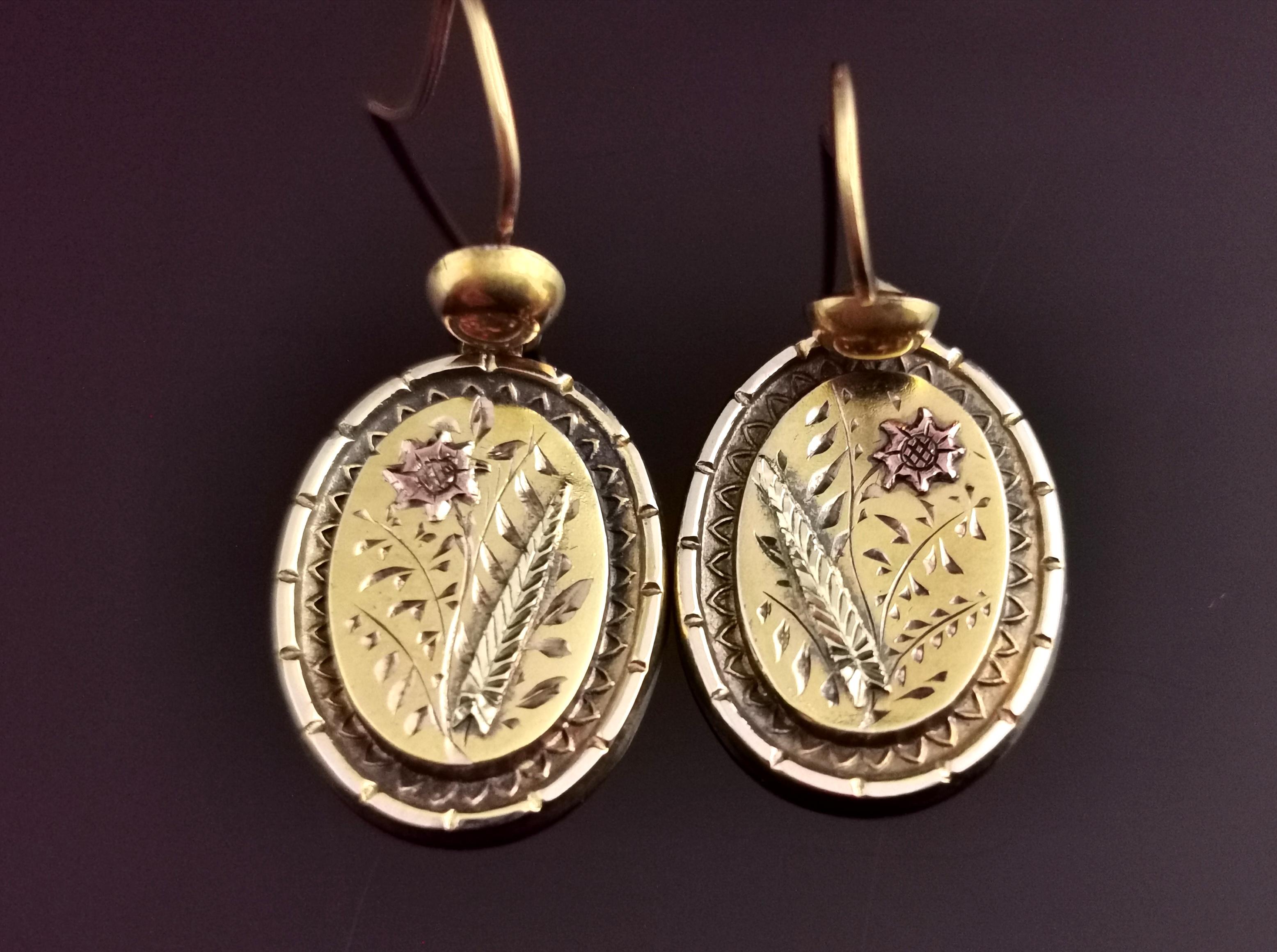 Victorian 10 Karat Gold Door Knocker Earrings, Drop Earrings 1