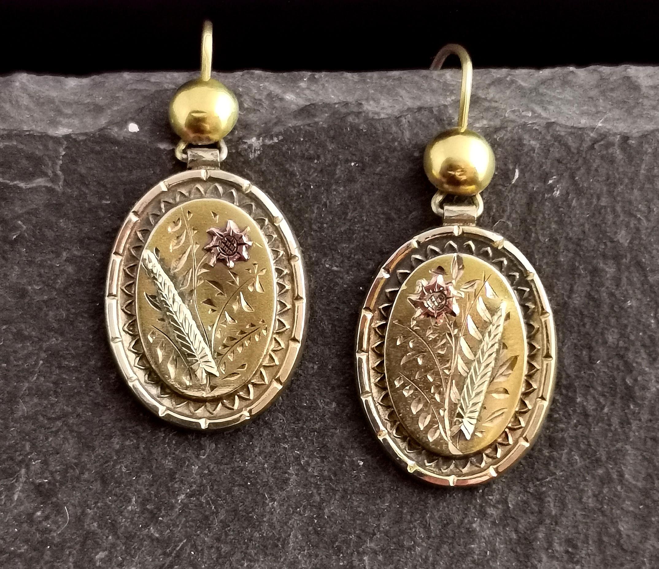 Victorian 10 Karat Gold Door Knocker Earrings, Drop Earrings 5