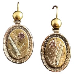 Antique Victorian 10 Karat Gold Door Knocker Earrings, Drop Earrings