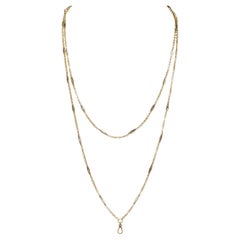 Collier Victorien en or 10 carats avec Navette Link 54 IN Long Antique Fob Chain Necklace