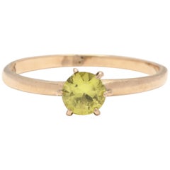 Victorian 10 Karat Yellow Gold and Peridot Solitaire Ring, August Birthstone
