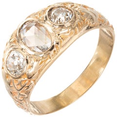 3 diamond ring designs Victorian 1.00 Carat Diamond Yellow Gold Three-Stone Ring