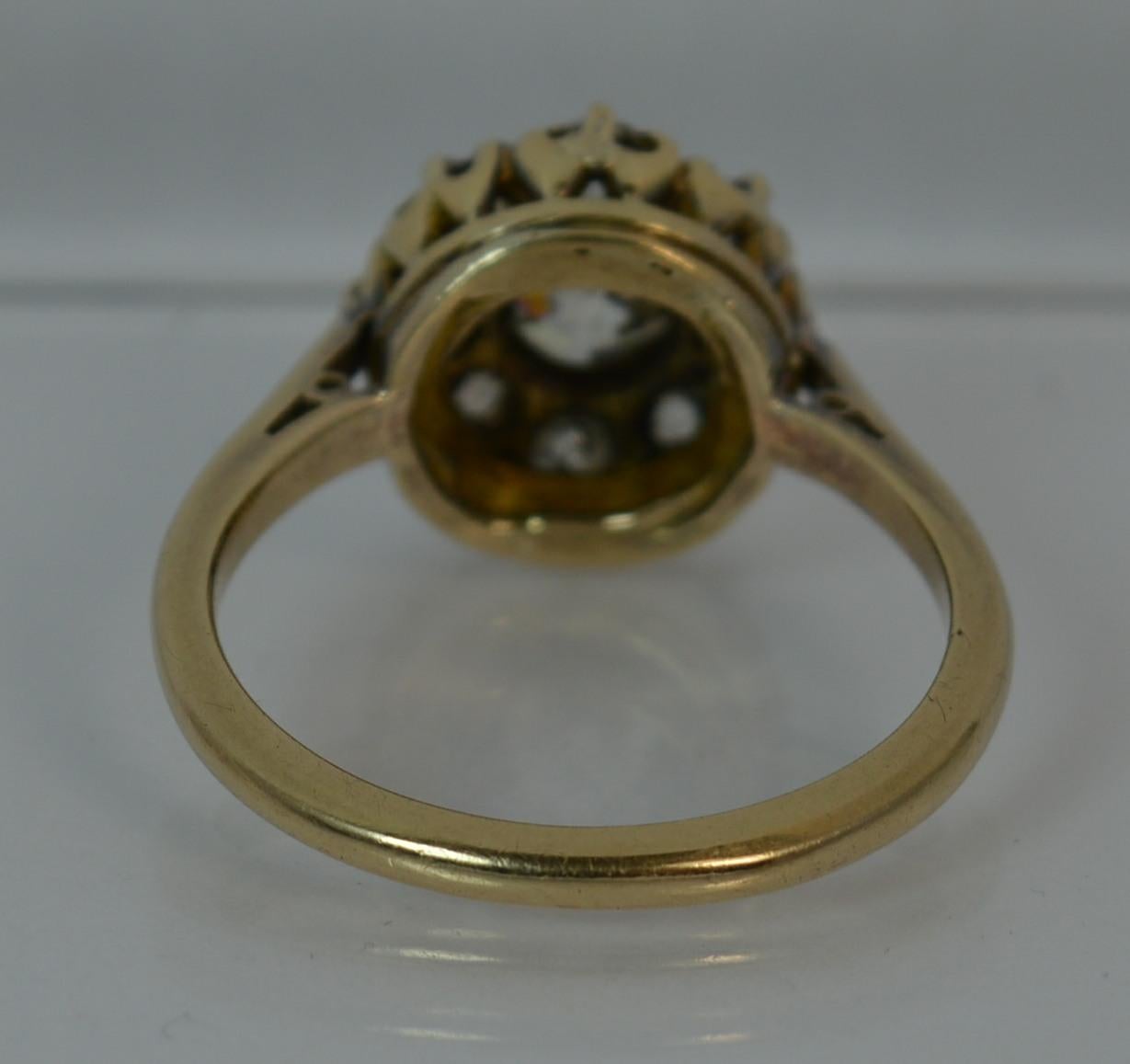 Victorian 1.00 Carat Old Cut Diamond 15 Carat Gold Cluster Ring 5