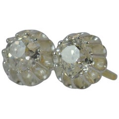 Victorian 1.00 Carat Old Cut Diamond 18 Carat Gold Stud Earrings
