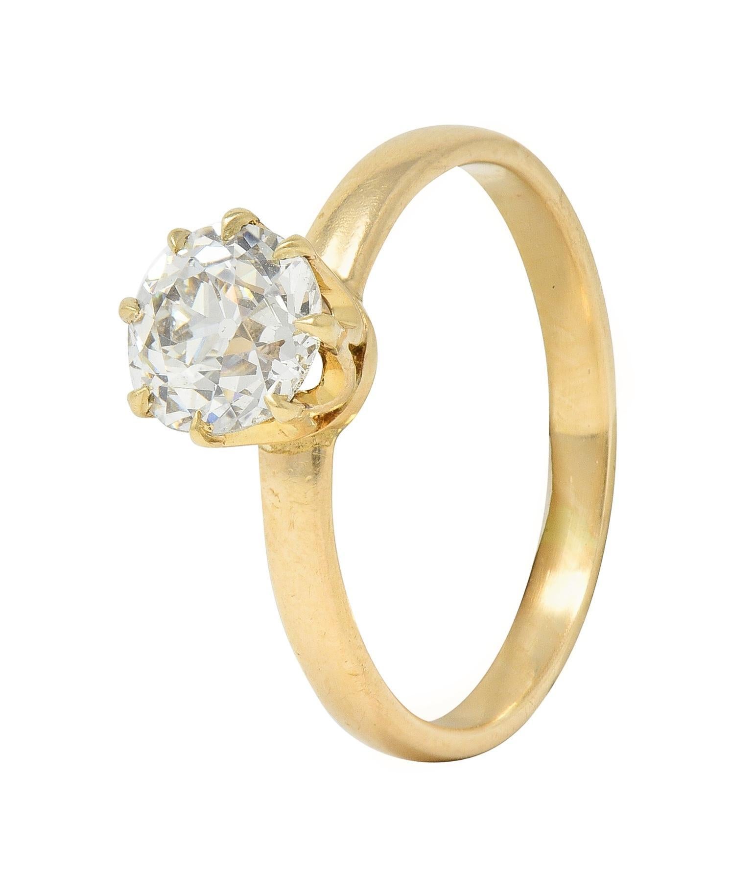 Victorian 1.00 CTW Old European Cut Diamond 14 Karat Solitaire Engagement Ring For Sale 6