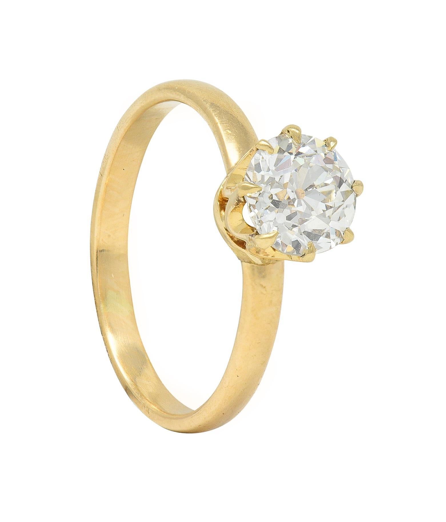 Victorian 1.00 CTW Old European Cut Diamond 14 Karat Solitaire Engagement Ring For Sale 8