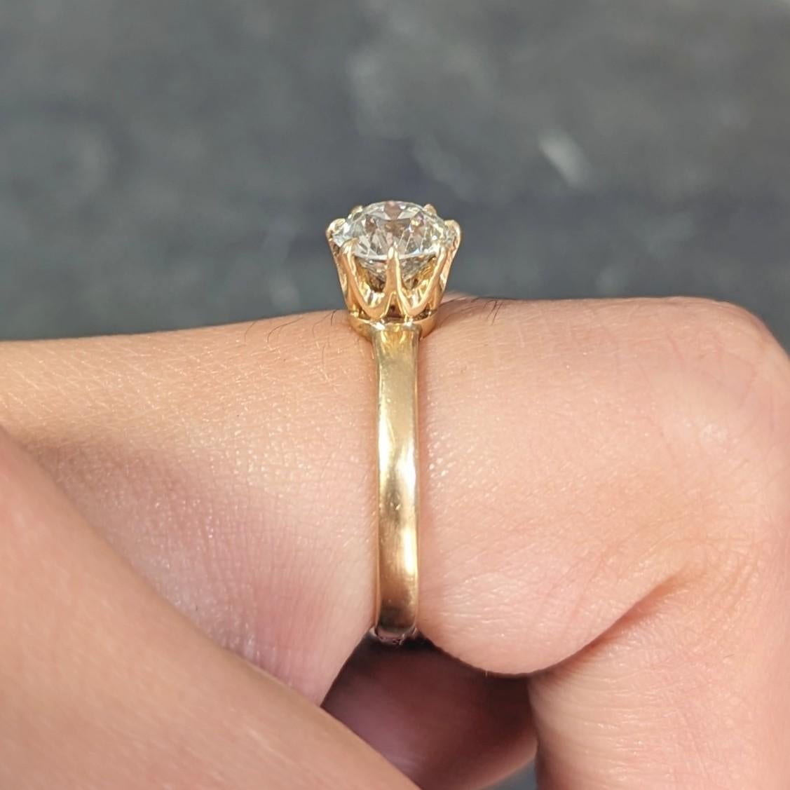 Victorian 1.00 CTW Old European Cut Diamond 14 Karat Solitaire Engagement Ring For Sale 9