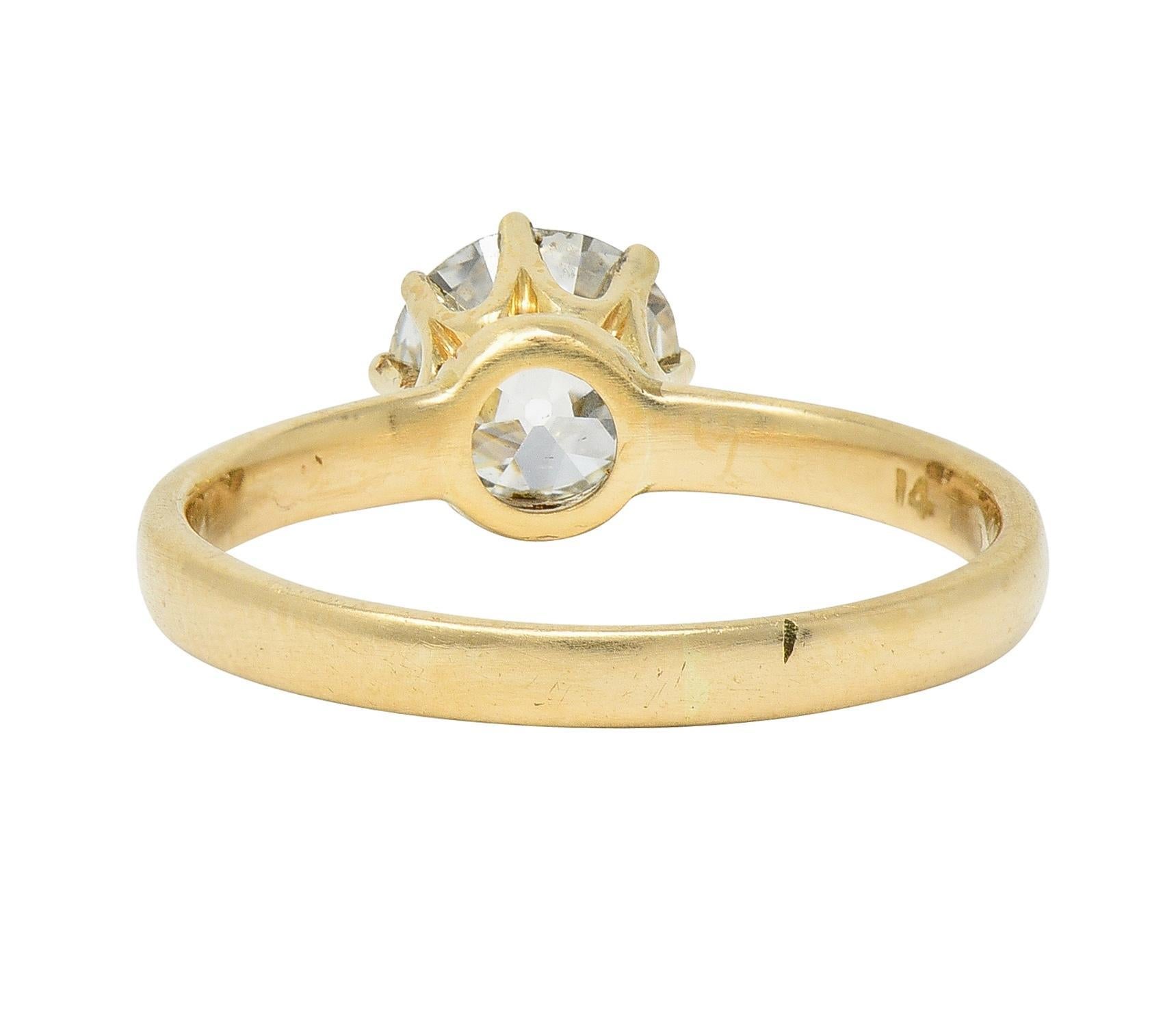 Victorian 1.00 CTW Old European Cut Diamond 14 Karat Solitaire Engagement Ring For Sale 1