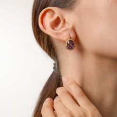 Victorian 10.00 carat amethyst diamond 18k yellow gold cluster earrings