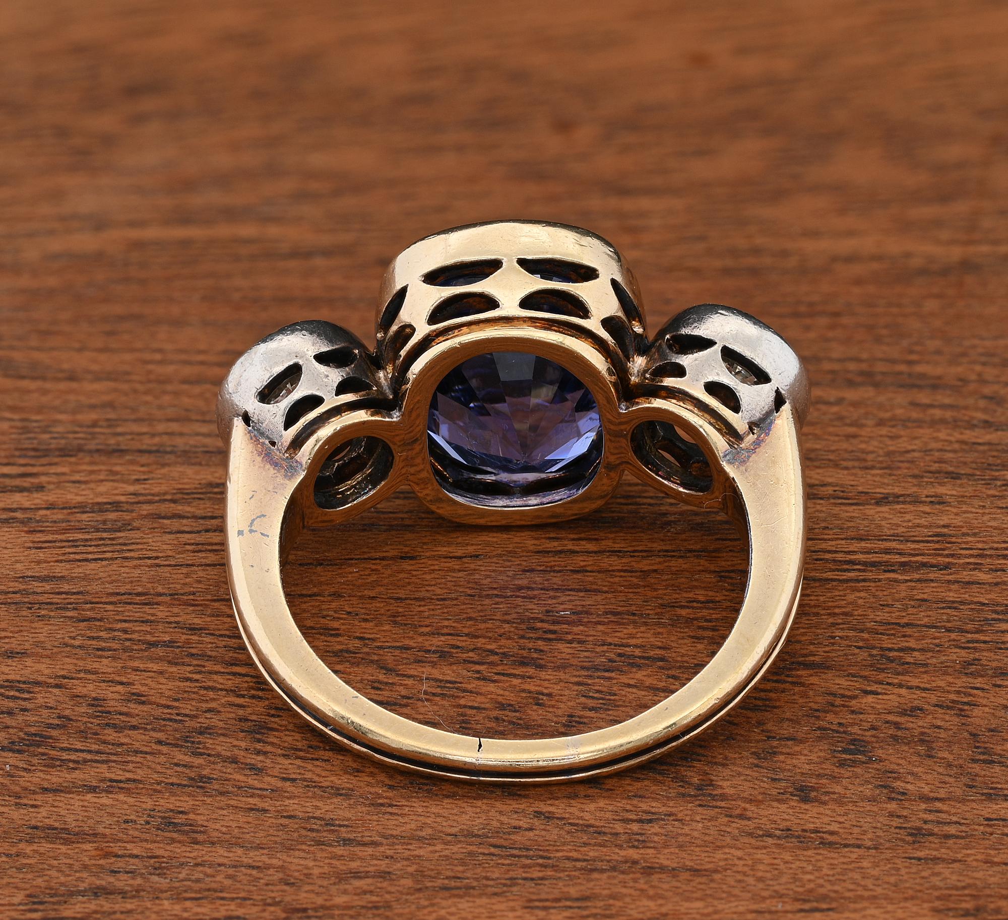Victorien 10,00 ct saphir de Ceylan certifié non chauffé 1,80 ct diamant  Bague en vente 2