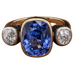 Victorian 10.00 Ct Certified Unheated Ceylon Sapphire 1.80 Ct Diamond  Ring
