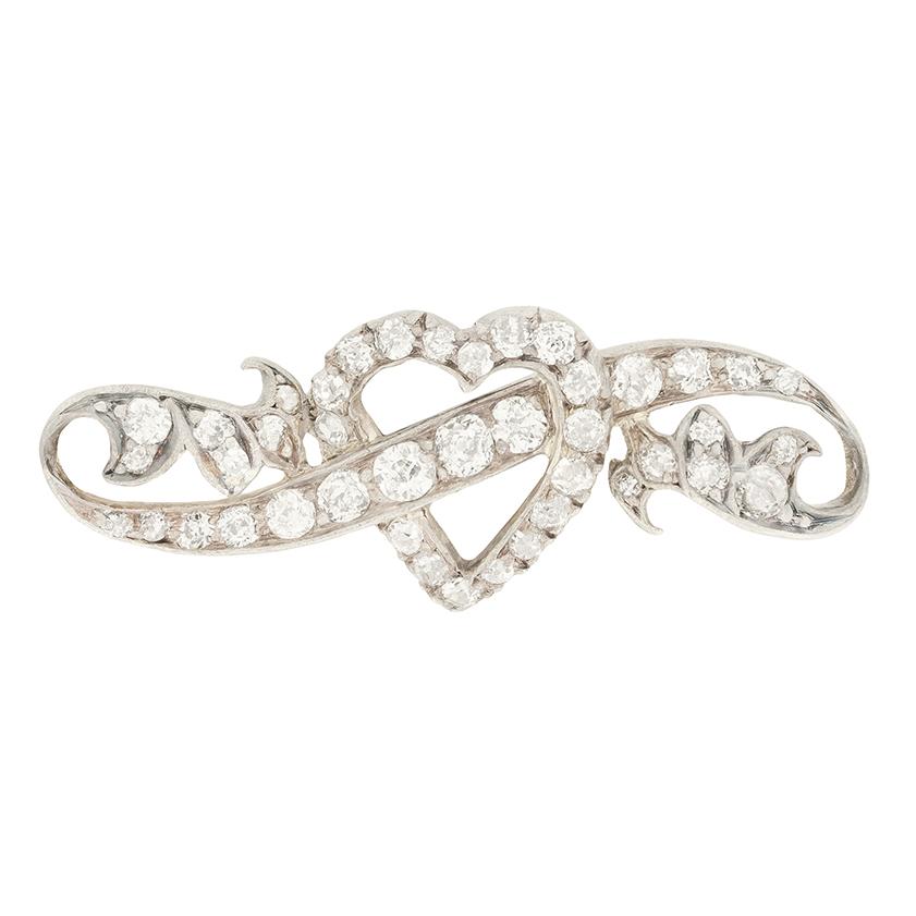 Viktorianische 1,00ct Diamant-Brosche, um 1880 (Alteuropäischer Schliff) im Angebot