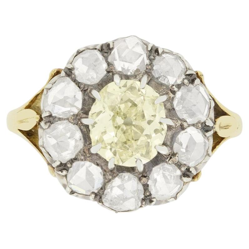 Victorian 1.00ct Diamond Cluster Ring, c.1880s