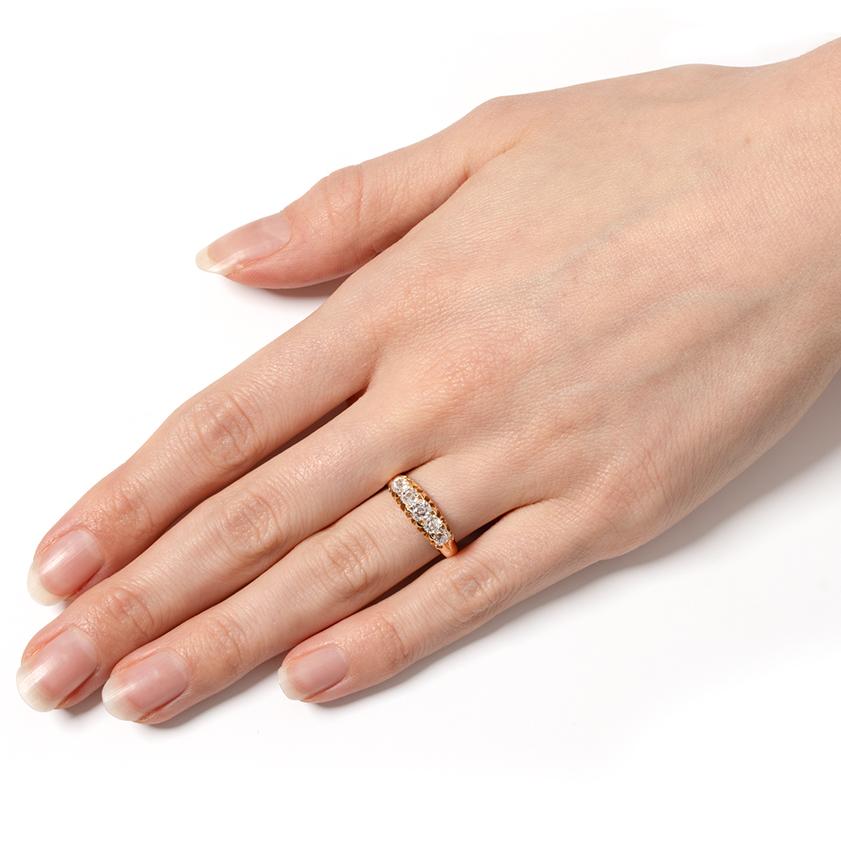 Women's or Men's Victorian 1.00ct Diamond Five Stone Ring, Hallmarked 1891 For Sale