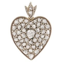 Victorian 1.00ct Diamond Heart Pendant, c.1860s