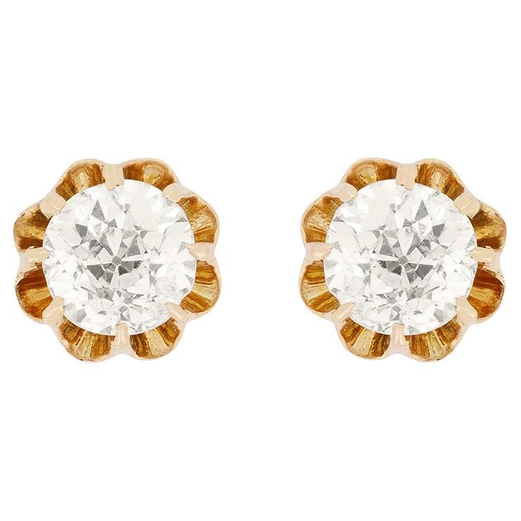 Victorian 1.00ct Diamond Stud Earrings, c.1880s