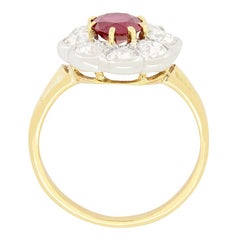 Victorian 1.00ct Ruby and Diamond Cluster Ring, c.1880s