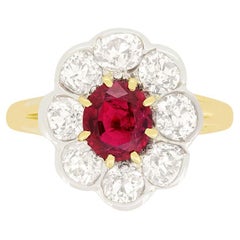Victorian 1.00ct Ruby and Diamond Cluster Ring, c.1880s