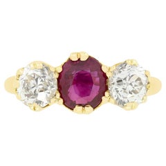 Victorian 1.00ct Ruby and Diamond Trilogy Ring, c.1880s