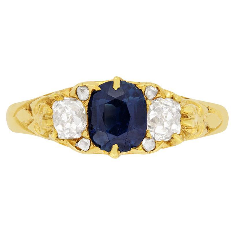 Victorian 1.00ct Sapphire and Diamond Ring, c.1880s