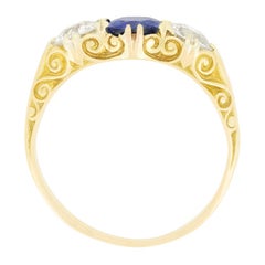 Victorian 1.00ct Sapphire and Diamond Three Stone, c.1880s