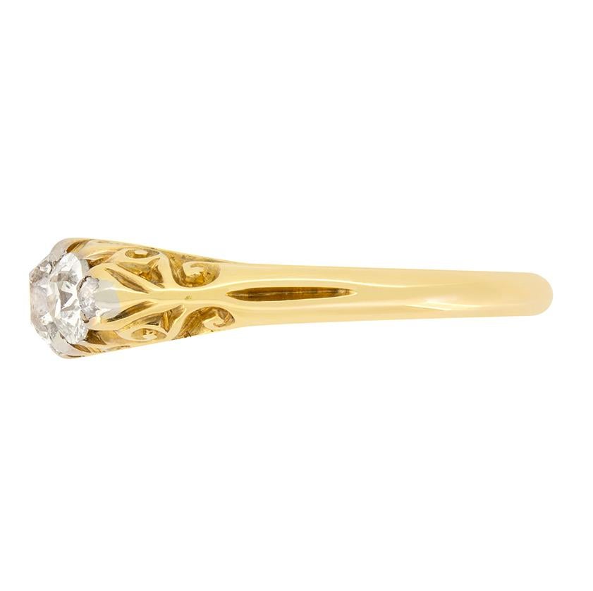 Victorien Bague victorienne à trois pierres en diamant de 1,00 carat, c.1880 en vente