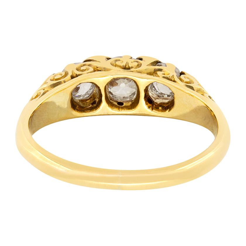Taille vieille Europe Bague victorienne à trois pierres en diamant de 1,00 carat, c.1880 en vente