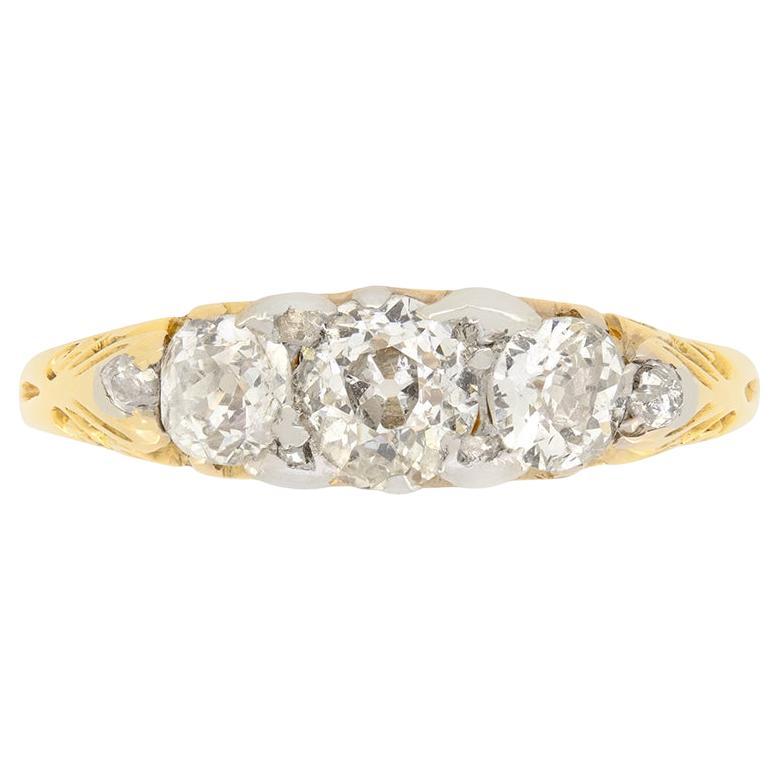 Victorian 1.00ct Three Stone Diamond Ring, c.1880s