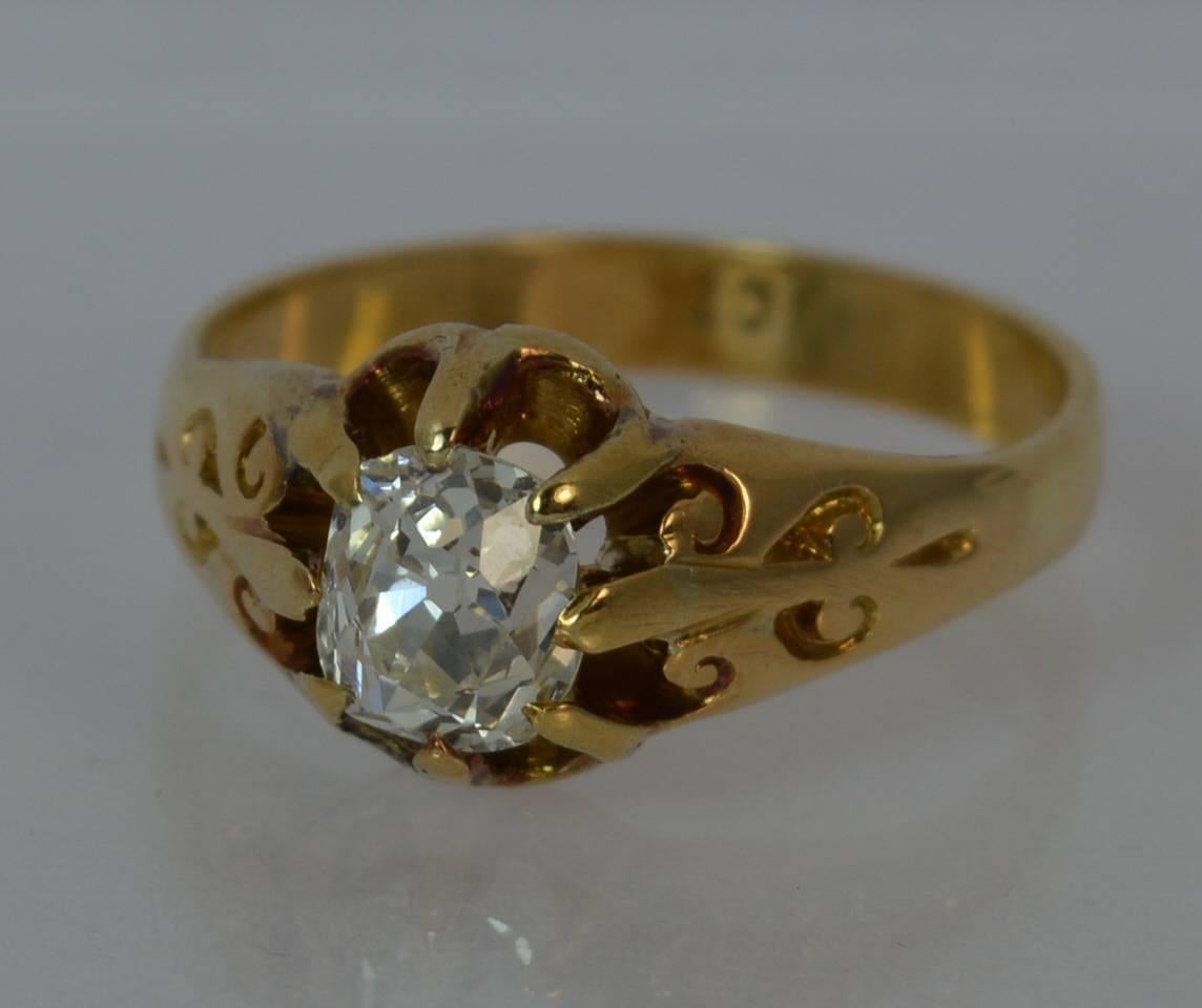Victorian 1.02 Carat Old Cut Diamond 18 Carat Gold Solitaire Engagement Ring 5