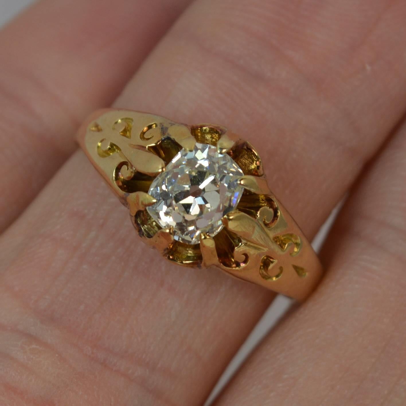 Victorian 1.02 Carat Old Cut Diamond 18 Carat Gold Solitaire Engagement Ring 6
