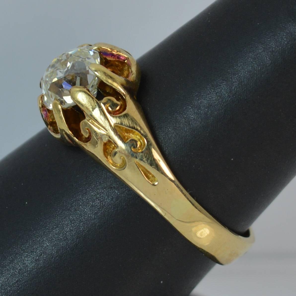 Victorian 1.02 Carat Old Cut Diamond 18 Carat Gold Solitaire Engagement Ring 7