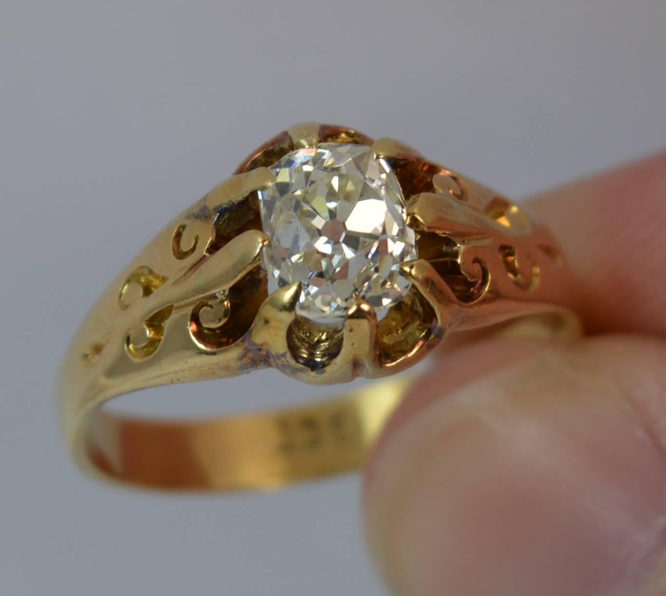 Victorian 1.02 Carat Old Cut Diamond 18 Carat Gold Solitaire Engagement Ring In Excellent Condition In St Helens, GB